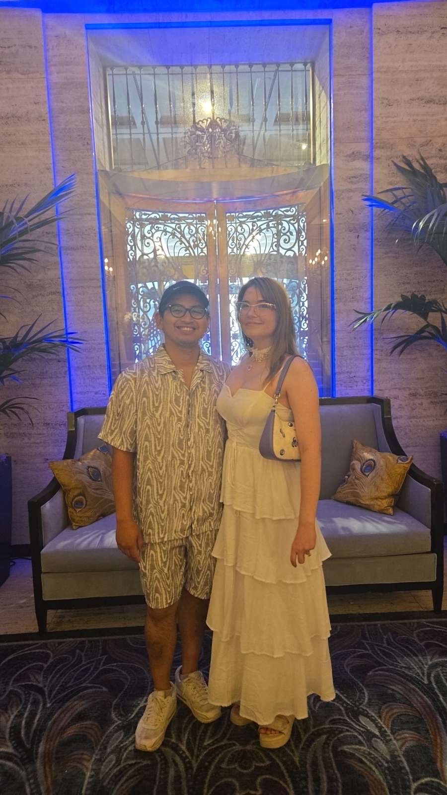 Kaley and Jay in fancy outfits