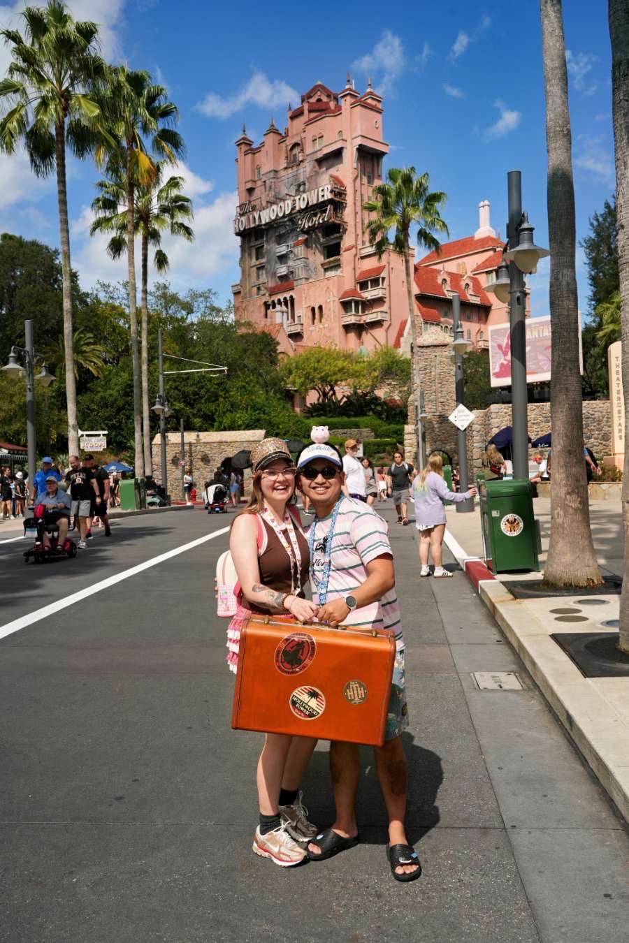 Kaley and Jay in front of Tower of Terror